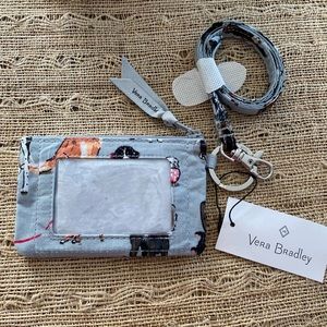 Vera Bradley Dog Show Zip ID and Lanyard Gray